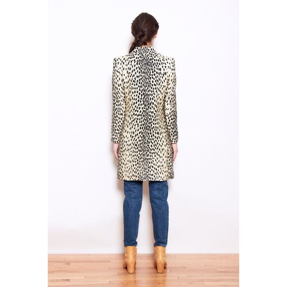 Emerson Fry Wing Tip Linen Jacket Leopard Size 4 NEW Cream Black - Picture 11 of 12